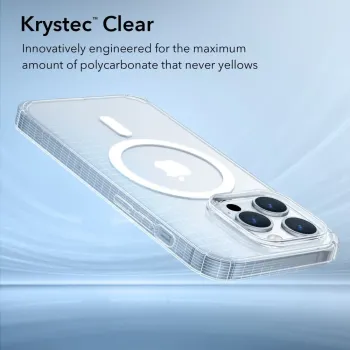 Krystec™ Clear Case pro iPhone: Vysoce odolný průhledný kryt z polykarbonátu, který nikdy nežloutne. Inovativní design poskytuje maximální čirost a ochranu před žloutnutím.