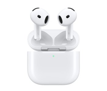 Apple AirPods 4 v nabíjecím pouzdře s otevřeným designem bez nástavců, ideální pro pohodlné a univerzální nošení. Verze s aktivním potlačením hluku (ANC) i bez něj.