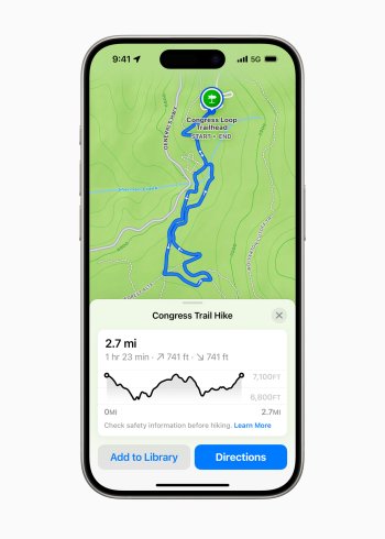 Tento podzim mohou uživatelé Apple Maps prozkoumávat tisíce turistických tras v národních parcích USA a uložit si je pro offline použití.