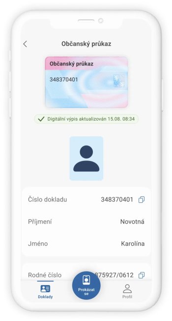 S eDoklady máte všechny údaje z občanského průkazu v telefonu. Snadno je můžete kopírovat do různých formulářů, jako je adresa při nákupu v e-shopu nebo číslo občanského průkazu při rezervaci letenek.