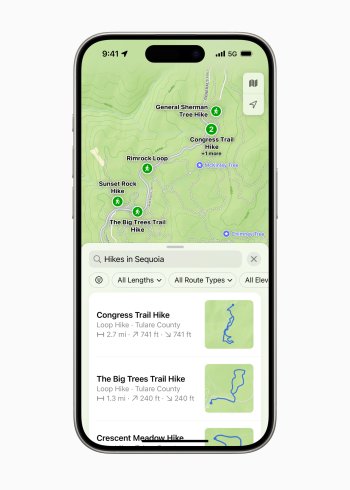 Tento podzim mohou uživatelé Apple Maps prozkoumávat tisíce turistických tras v národních parcích USA a uložit si je pro offline použití.