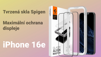 Tvrzená skla Spigen pro iPhone 16e – maximální ochrana displeje s přesným zarovnáním.