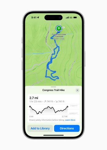 V Apple Mapách mohou uživatelé objevovat tisíce tras v národních parcích po celých Spojených státech a vytvářet si vlastní turistické trasy na míru. Tyto trasy jsou navíc k dispozici i v offline režimu pro snadnější přístup.