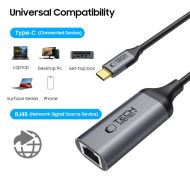 Adaptér Tech-Protect UltraBoost USB-C Ethernet RJ45 1000mbps černý