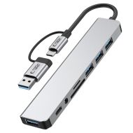 Tech-Protect HB06 USB-C / USB-A Hub 8v1 USB2.0+3.0 SD TF Jack 3,5mm space grey