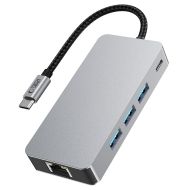 Tech-Protect HB05 USB-C Hub 9v1 USB2.0+3.0 HDMI 4K60Hz SD TF PD100W RJ45 space grey