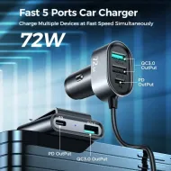 JOYROOM JR-CL05 72W 5 Multi-port (2PD+3QC3.0) Fast Car Charger