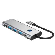 Tech-Protect HB04 USB-C Hub 9v1 USB2.0+3.0 HDMI 4K60Hz SD TF PD100W Jack 3,5mm space grey