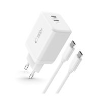 Nabíječka Tech-Protect NC45W-GAN 2-Port PD45W bílá + USB-C kabel