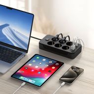 TECH-PROTECT PC6X6 prodlužovací kabel s 6 zásuvkami 3 USB-A a 3 USB-C 200 cm černý