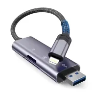 Čtečka SD a microSD karet Tech-Protect UltraBoost AD-05 s USB-A a Lightning šedá