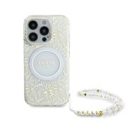 GUESS Flowers Allover Electro Pearl Strap MagSafe iPhone 16 Pro