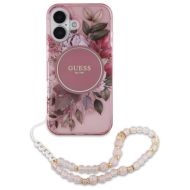 GUESS Flowers Pearl Strap MagSafe iPhone 16 Plus