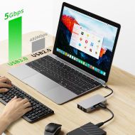 Tech-Protect HB05 USB-C Hub 9v1 USB2.0+3.0 HDMI 4K60Hz SD TF PD100W RJ45 space grey