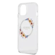 Kryt Guess Flowers Wreath MagSafe iPhone 15 čirý