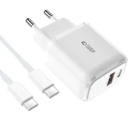 TECH-PROTECT C20W PD20W/QC3.0 2-portová nabíječka + USB-C kabel bílá