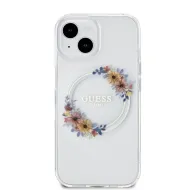 Kryt Guess Flowers Wreath MagSafe iPhone 15 čirý