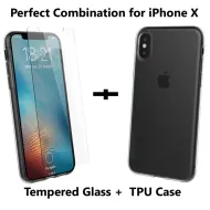 iMore SET: Čirý silikonový TPU obal + tvrzené sklo 9H na iPhone Xs/X