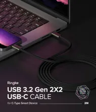 USB-C kabel Ringke RCC-20G20 USB 3.2 Gen 2x2 PD3.1 240W 20Gbps 2m černý