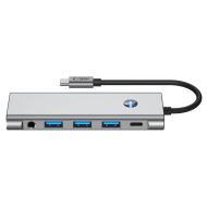 Tech-Protect HB04 USB-C Hub 9v1 USB2.0+3.0 HDMI 4K60Hz SD TF PD100W Jack 3,5mm space grey