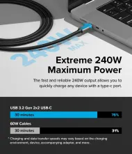 USB-C kabel Ringke RCC-20G10 USB 3.2 Gen 2x2 PD3.1 240W 20Gbps 1m černý