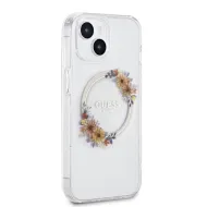 Kryt Guess Flowers Wreath MagSafe iPhone 15 čirý