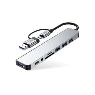 Tech-Protect HB06 USB-C / USB-A Hub 8v1 USB2.0+3.0 SD TF Jack 3,5mm space grey