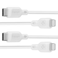 Kabel Spigen Essential MFi C10CL USB-C / Lightning 2-Pack 1m Bílý