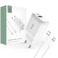 TECH-PROTECT C20W PD20W/QC3.0 2-portová nabíječka + USB-C / Lightning kabel bílá