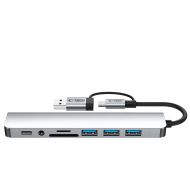 Tech-Protect HB06 USB-C / USB-A Hub 8v1 USB2.0+3.0 SD TF Jack 3,5mm space grey