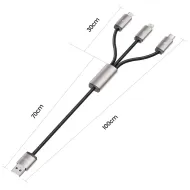 Kabel Tech-Protect UltraBoost 3v1 YJ-0047 USB-A na Lightning, USB-C a micro USB šedý