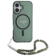 GUESS HardCase IML Glitter MagSafe + Pearl Strap iPhone 16 Plus