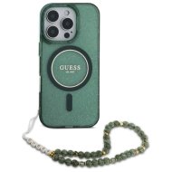 GUESS HardCase IML Glitter MagSafe + Pearl Strap iPhone 16 Pro