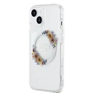 Kryt Guess Flowers Wreath MagSafe iPhone 15 čirý