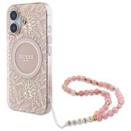 GUESS Flowers Allover Electro Pearl Strap MagSafe iPhone 16 Plus