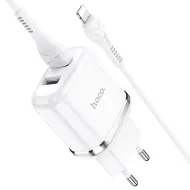 Nabíječka hoco. N4 + Lightning kabel bílá