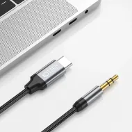 TECH-PROTECT ULTRABOOST Kabel USB-C / AUX mini Jack 3,5mm 100cm černý