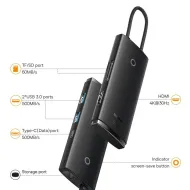 Baseus Lite Series BS-OH019 Hub Adapter Type-C 6-Port černý