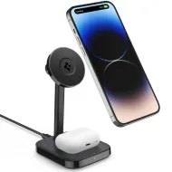 Spigen ArcField MagFit PF2100 Duální bezdrátová nabíječka + kabel, černá