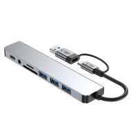 Tech-Protect HB06 USB-C / USB-A Hub 8v1 USB2.0+3.0 SD TF Jack 3,5mm space grey