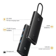 Baseus Lite Series BS-OH018 Hub Adapter Type-C 5-Port černý