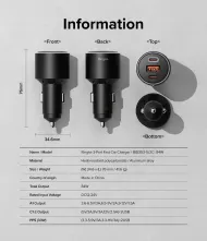 Ringke IBD353-1U2C-84W 3-portová rychlonabíječka do auta