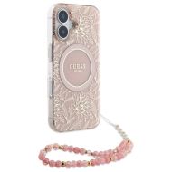 GUESS Flowers Allover Electro Pearl Strap MagSafe iPhone 16 Plus