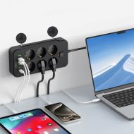 TECH-PROTECT PC6X6 prodlužovací kabel s 6 zásuvkami 3 USB-A a 3 USB-C 200 cm černý