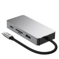 Tech-Protect HB05 USB-C Hub 9v1 USB2.0+3.0 HDMI 4K60Hz SD TF PD100W RJ45 space grey