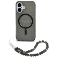 GUESS HardCase IML Glitter MagSafe + Pearl Strap iPhone 16