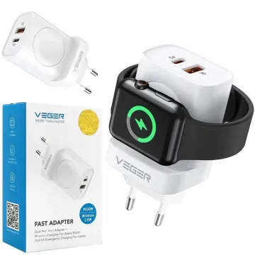 Nabíječka Veger W002E USB-A USB-C Apple Watch PD 20W + 2,5W