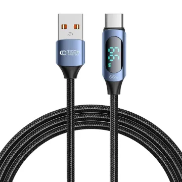 Tech-Protect UltraBoost LED YJ-0036 Kabel USB-A na USB-C 66W/6A 2m černý/modrý