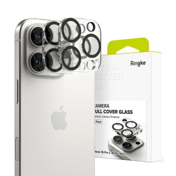 Ringke Camera Full Cover Glass 2-Pack: Ochrana fotoaparátu iPhone 16 Pro / 16 Pro Max čirá