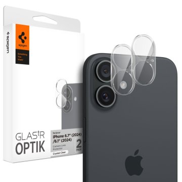 Spigen GLAStR OPTIK 2-Pack: Ochrana fotoaparátu iPhone 16 Plus / 16 crystal clear